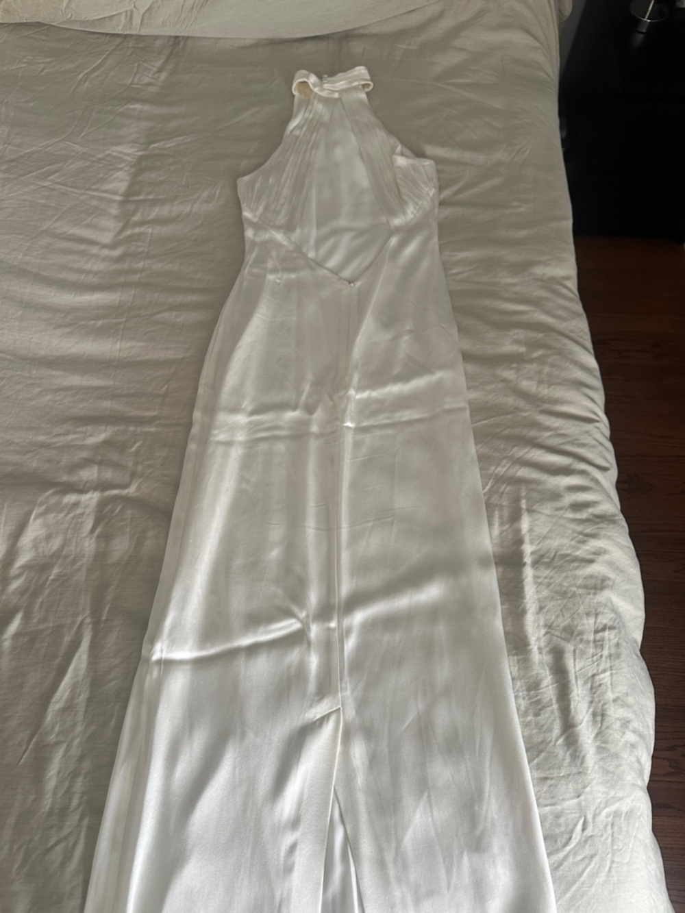 Meshki White Halter Satin Wedding Dress